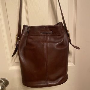 Vintage Coach Thompson 4151 Chocolate   Leather Drawstring Bucket handbag